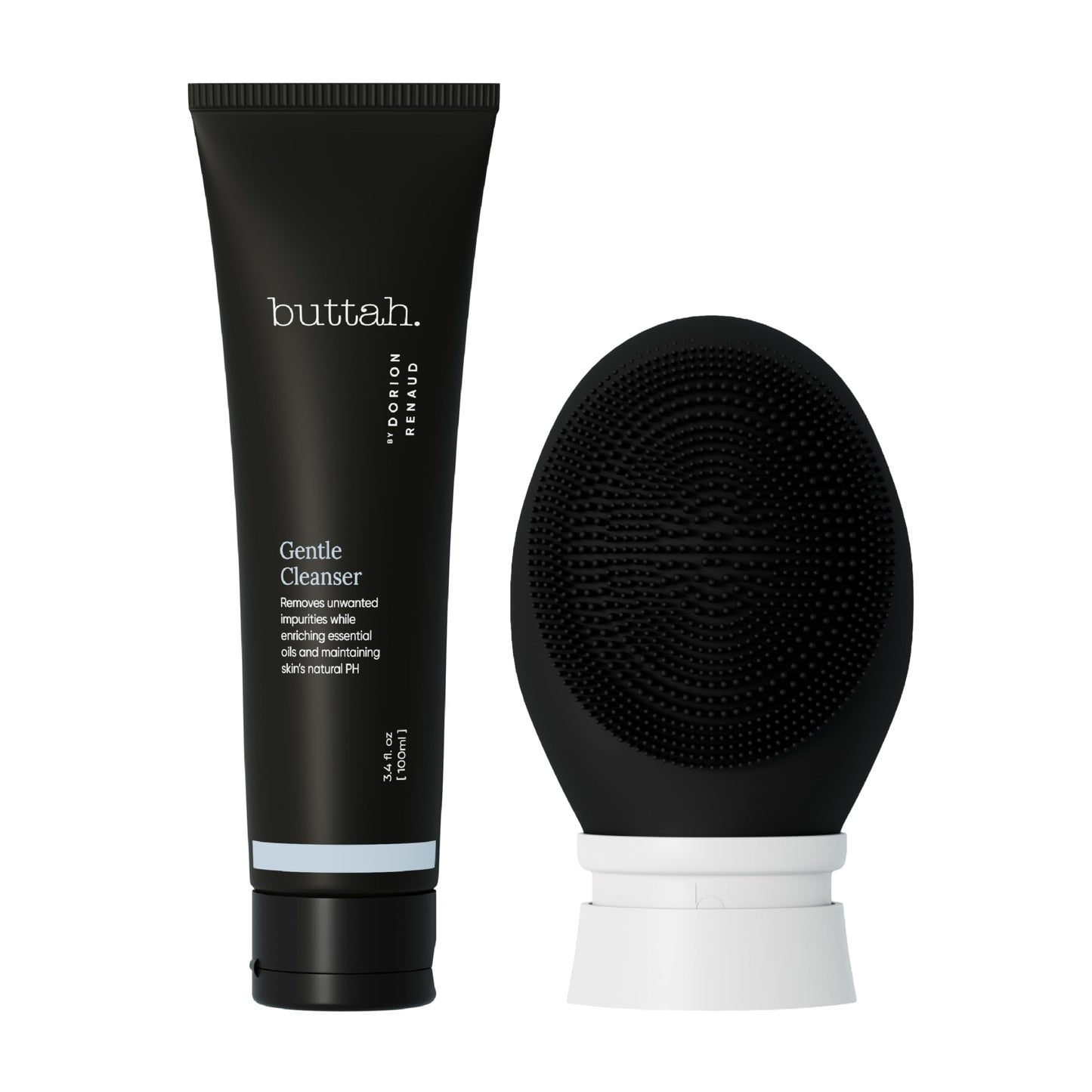 Buttah Skin by Dorion Cleanse + Vibe Brush Kit | Vibe Cleansing Face Brush | Buttah Facial Cleanser 3.4oz | 2-Speed Sonic Pulsat