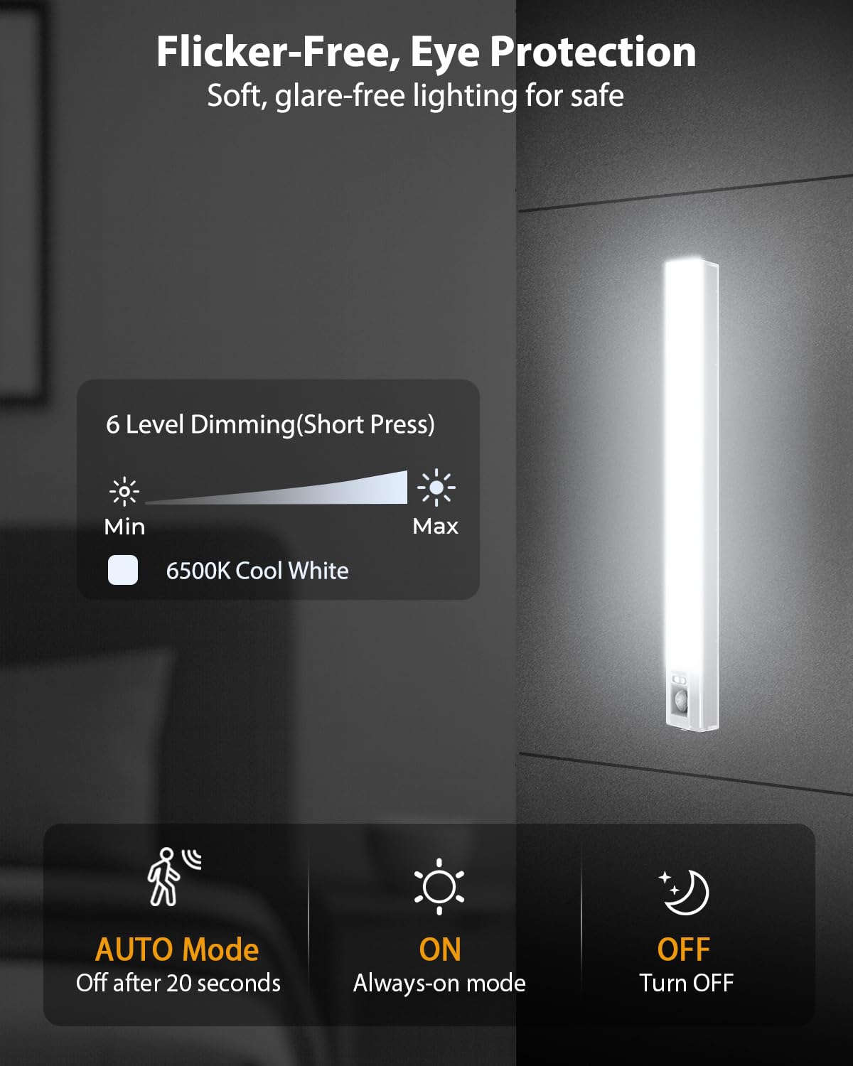 10  Under Cabinet Lighting  68Leds Motion Sensor Light Indoor  Rechargeable Battery Magnetic Closet Light  Wireless Under Counter Lights For Kitchen  Stairs  2-Pack Daylight