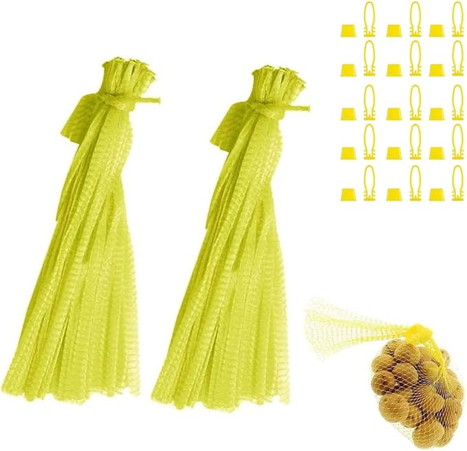 100pcs Seafood Boiling Bags with Loop-Style Closures, Plastic Reusable Reusable Nylon Mesh net, Mesh Produce Bags, Mesh Onion Bags, Fruit and Vegetable Produce Bag