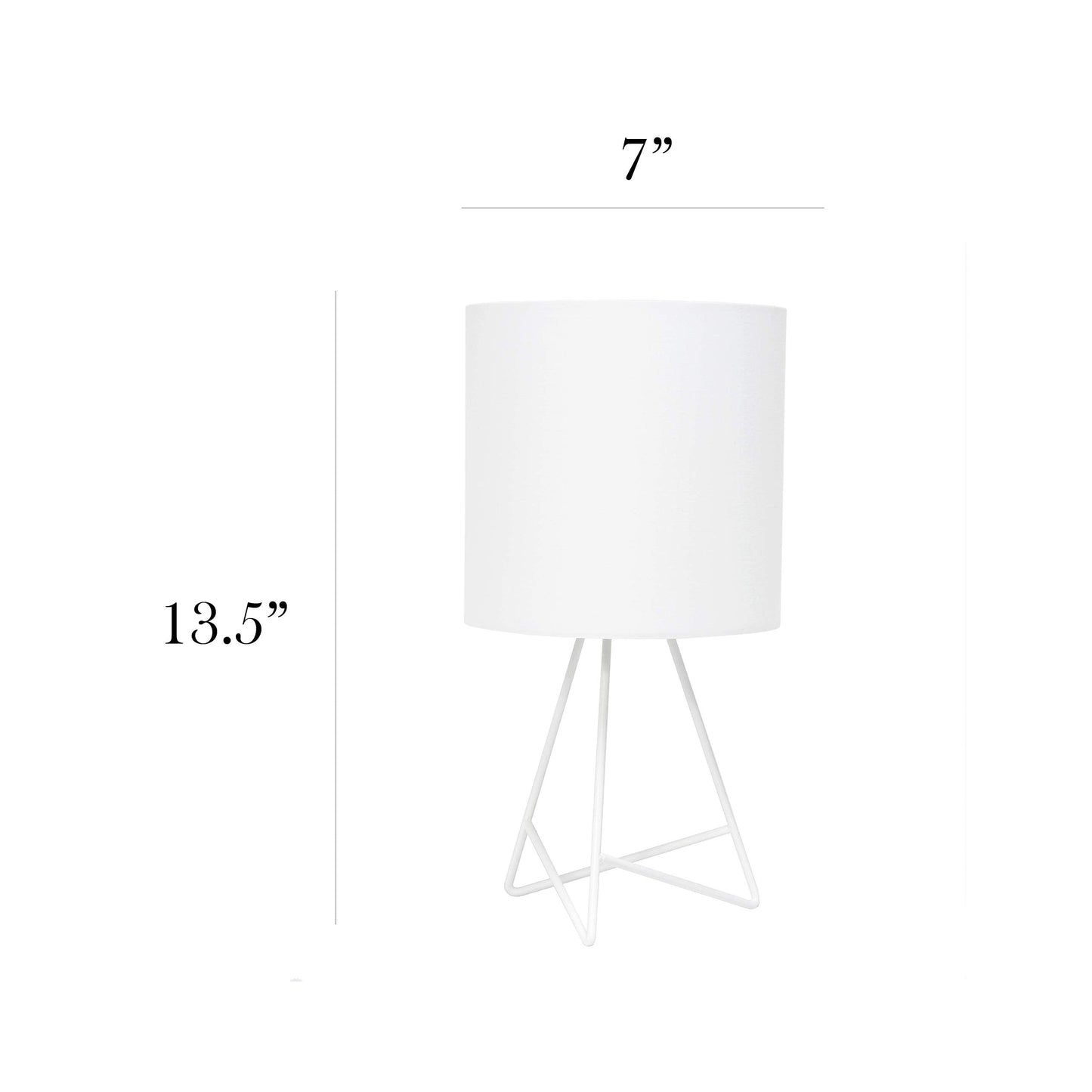 Simple Designs Lt2066-Wow 14 White Metal Table Lamp With Fabric Shade, No Bulb