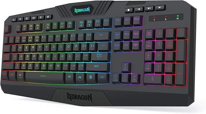 Redragon K503 Wireless Gaming Keyboard, 3-Mode (2.4G/BT/USB), RGB LED Backlit, Multimedia Keys, Fully Programmable Silent ...