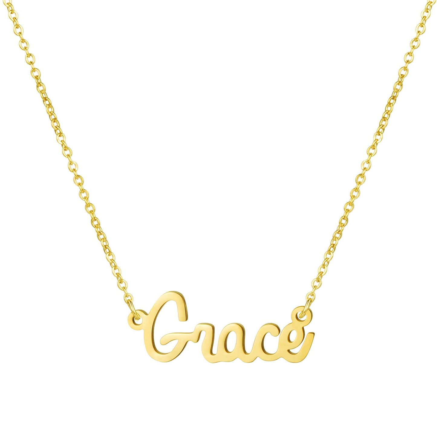 Personalized Name Necklace 18K Gold Plated Stainless Steel Pendant Jewelry Birthday Gift for Women Grace