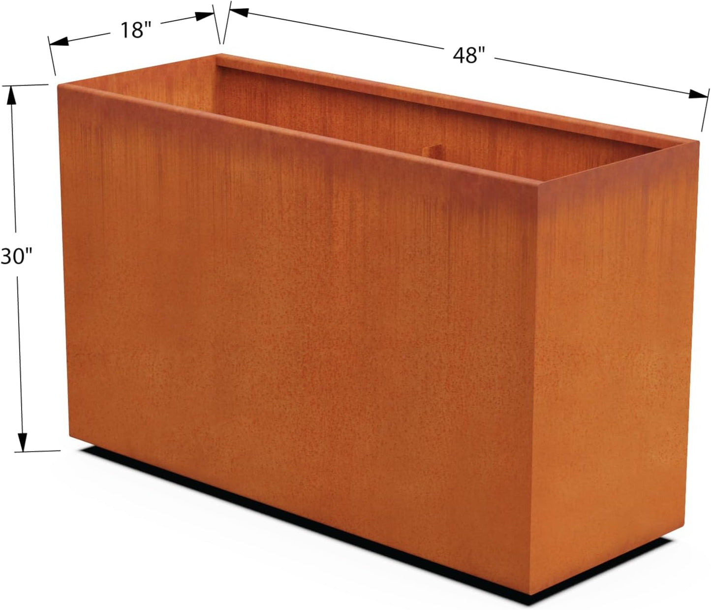 Large Planters for Outdoor Plants - 48x18x30 Corten Steel Rectangular Planter Box | Extra Large Outdoor Planters for Modern Patio, Deck & Privacy Screen