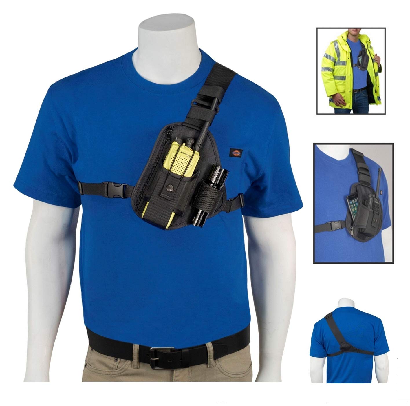 Holsterguy Rch-101U Universal Radio Chest Harness Shoulder Holster Pack - Adjustable Single Pouch For Two-Way Radios, Motorola A