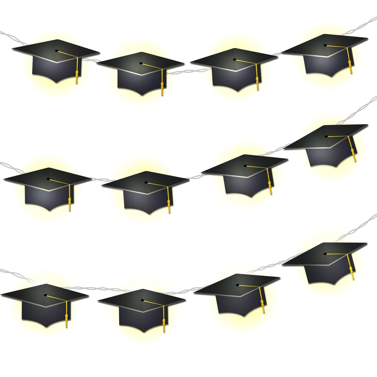 Vihose Graduation Decorations Class Of 2025 Grad Cap String Lights 20 Led 10 Ft Hanging Garland Banners Battery Operated For Wall 2025 Middle School Graduation Gifts Party Supplies