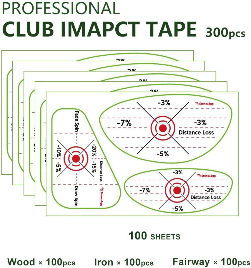 Golf Impact Tape, Self-Teaching Sweet Spot and Consistency Analysis, Golf Club Impact Stickers for Iron, Wood & Fairway Clubs, Non-Residue, Swing Training Aid Impact Labels