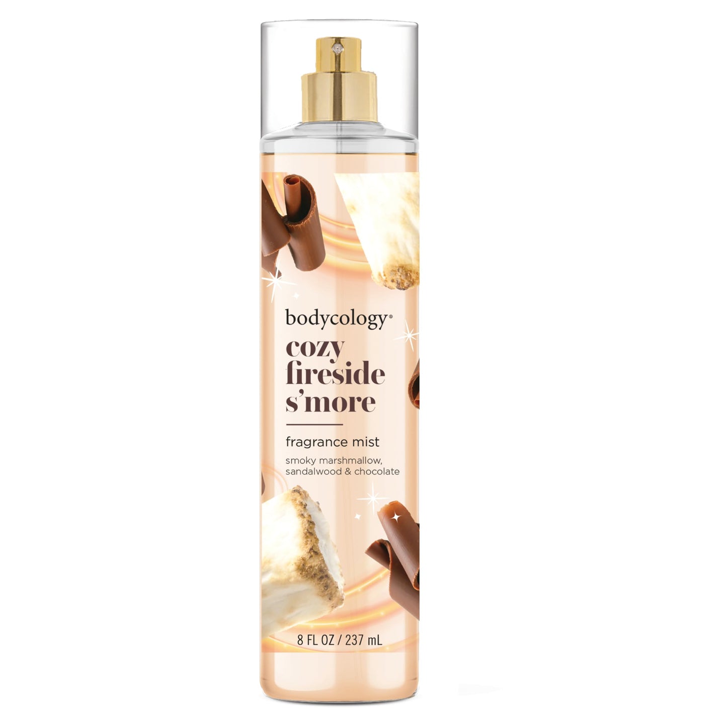 Bodycology Long-Lasting Fragrance Body Mist, Cozy Fireside S'more, 8 Fl Oz, Perfect for Daily Use, Refreshing Scent
