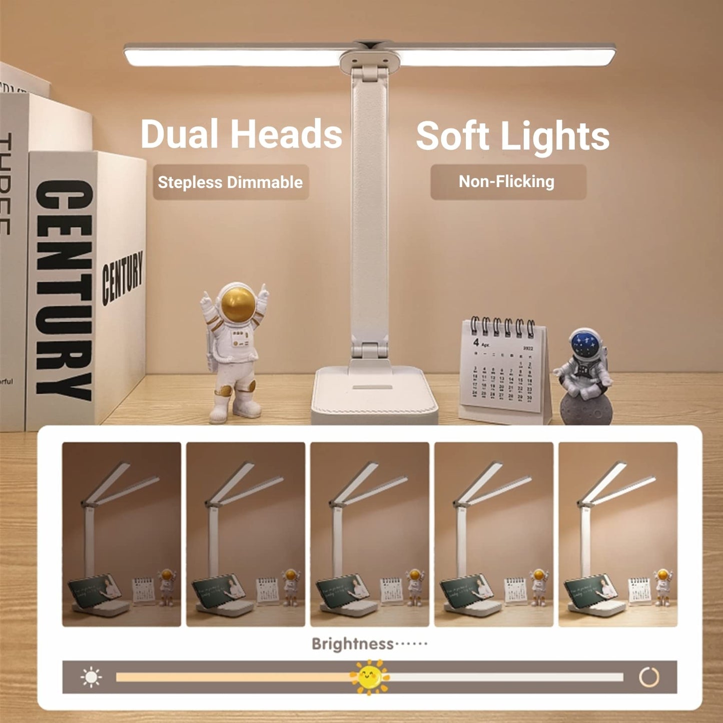 Luxlumin Blue Desk Lamp - Portable, Rechargeable, 3 Lighting Modes, Ideal For Home Office, Kids, Reading, Studying
