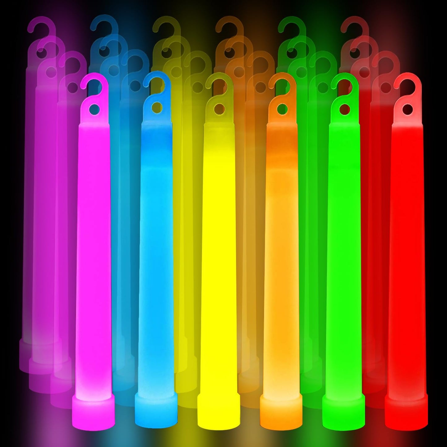 Pca 24 Pcs enhanced Neon Glow Sticks With Pe String  Ultra Bright Multicolor  6 Inch Emergency Light Sticks For Blackout Or Storm Ready Use Waterproof  Non-Toxic  Duration Lighting