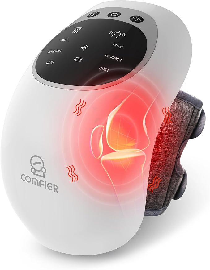 COMFIER Cordless Knee Massager with Heat and Red Light Therapy,Vibration,Heated Knee Brace Straps for Pain Relief with 18....