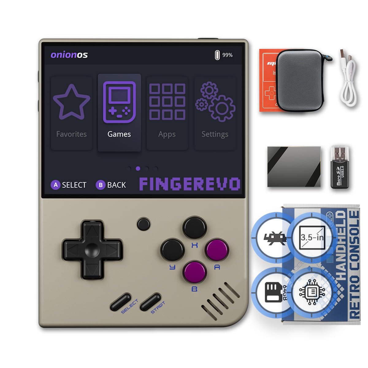 Miyoo Mini Plus OnionOS Handheld Game Console 3.5-inch 640*480 Screen 3000mAh Miyoo-mini+ with Portable Case Retro Gray