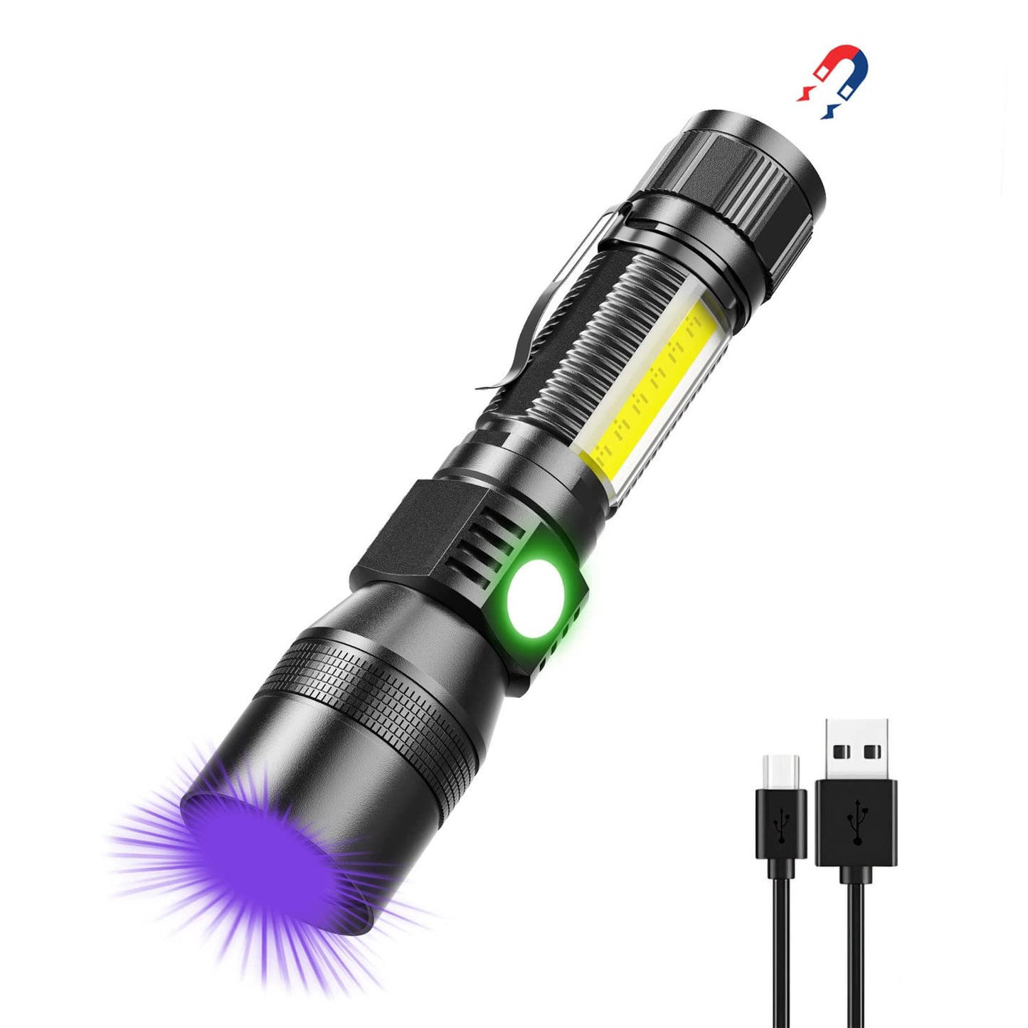 Spriak UV Flashlight Black Light, USB Rechargeable, 1000lm, 7 Modes, Waterproof, Aluminum, 1 Pack