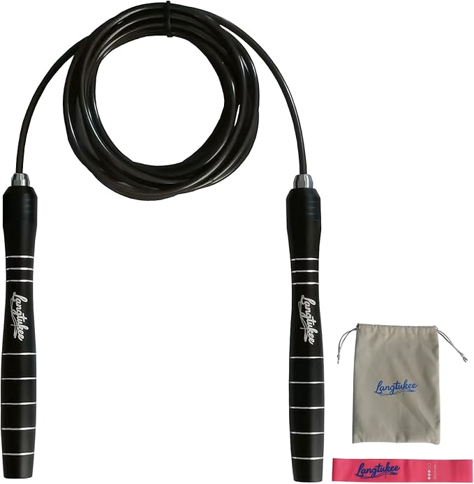 LANGETUKEE Speed Jump Rope - Professional Aluminum Alloy Skipping Rope with 360° Bearings - Adjustable 4mm Steel Cable for...