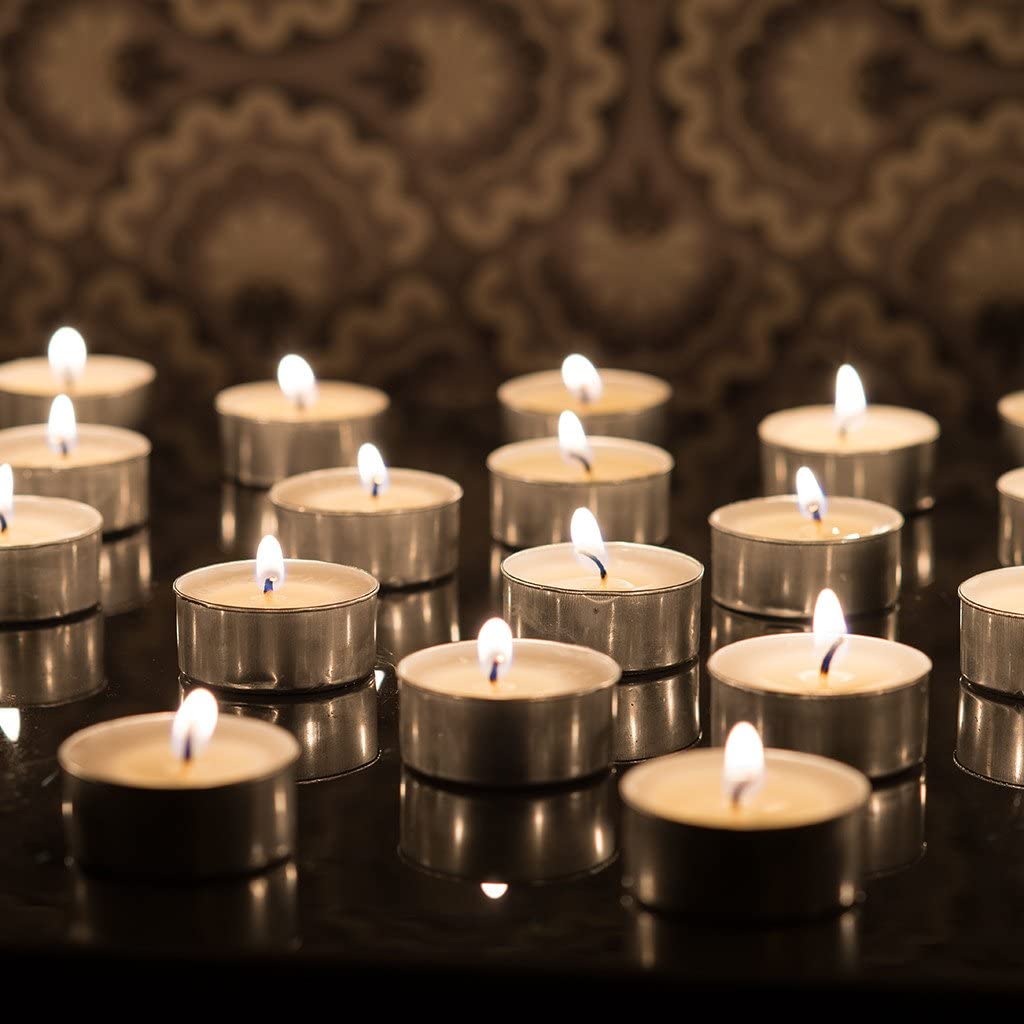 Pomp Tealight Candles - White Unscented, Smokeless, Mess-Free, 100 Pack