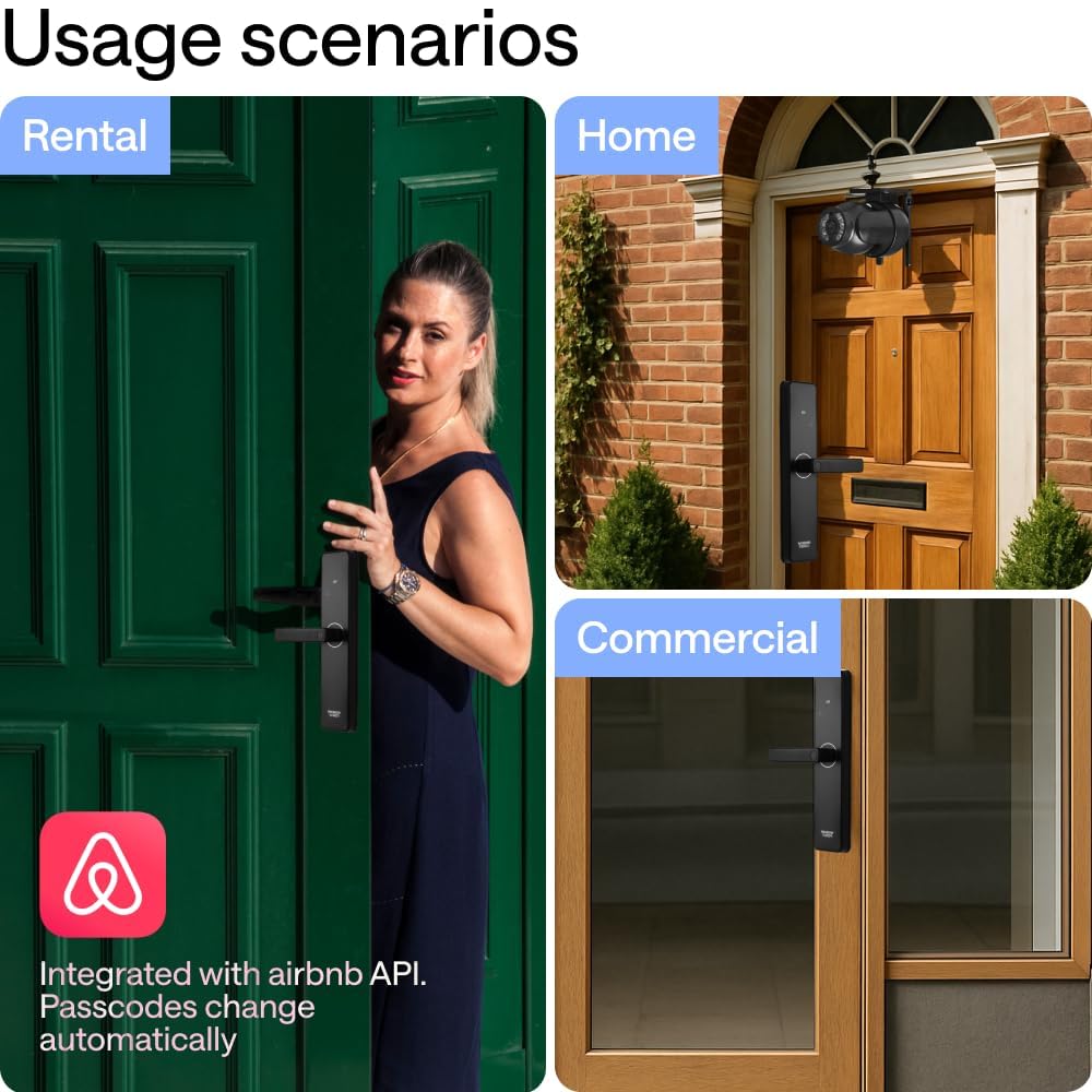 WiFi Smart Door Lock with Camera - European DIN Standard (Not U.S ANSI Compatible) – Keyless Mortise Lock Set with Fingerprint, Keypad, RFID & App – Pro Installation