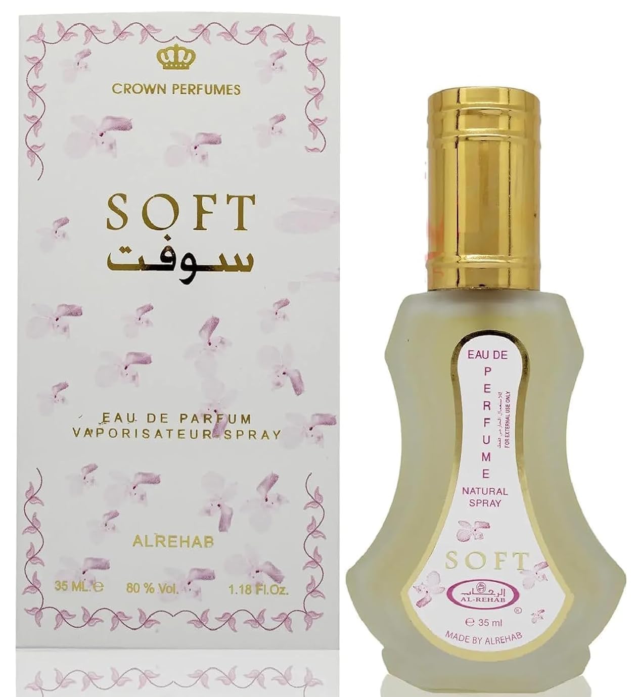 Al-Rehab Soft 2-Piece Set for Women, (1.18 Oz Eau De Parfum Spray + 0.20 Oz Concentrated Perfume Rollerball)