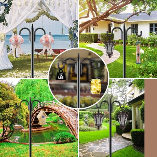 Gtongoko Bird Feeder Pole Squirrel Proof, 92 Inch Double Shepherds Hook for Outdoor with Squirrel Baffles Adjustable Heavy...