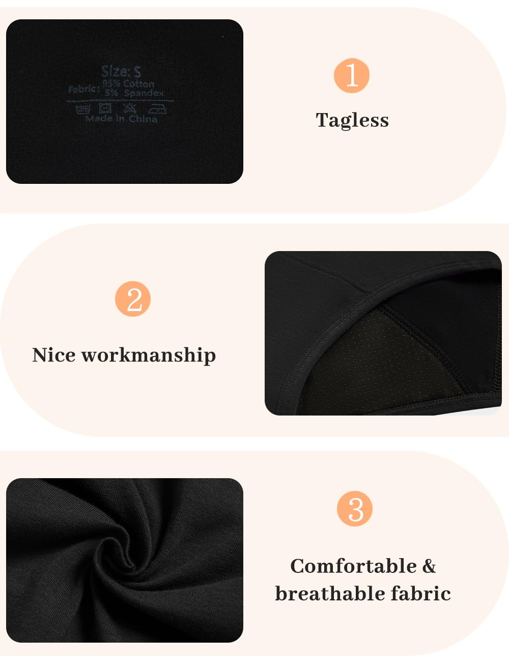 Allbase Incontinence Underwear for Women High Absorbency Period Panties Ladies Leakproof Protective Menstrual Postpartum Bladder Control Washable Cotton Briefs Black Multipack Plus Size