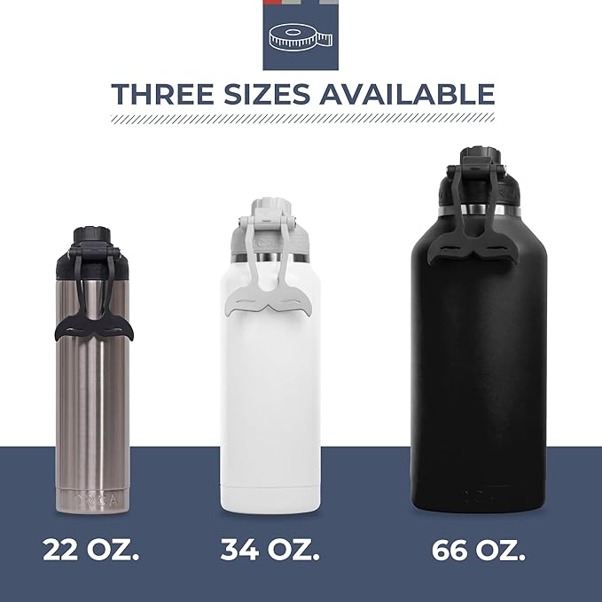ORCA Hydra 66oz | Insulated, Stainless Steel Water Bottle with Powder Coat Finish & Silicone Grip Whale Tale Handle, Dishwasher Safe Sports Bottle — Blaze Orange