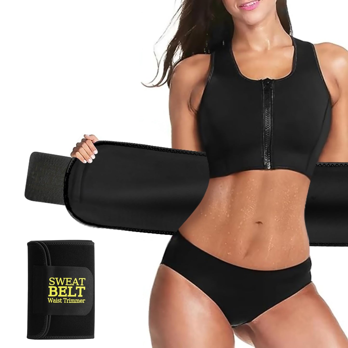 AMZBOSS Waist Trainer for Women Lower Belly Fat, Waist Sweat Band for Women, Belly Band Sweat Belt, Stomach Wrap, Faja Body Shaper (BLACK, Large)