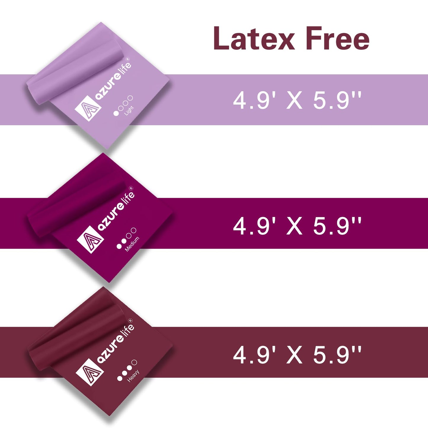 A AZURELIFE Resistance Bands,Professional Long Non-Latex Elastic Stretch Bands,Exercise Bands for Physical Therapy, Yoga, Pilates, Rehab, at-Home or The Gym Workouts, Strength Training