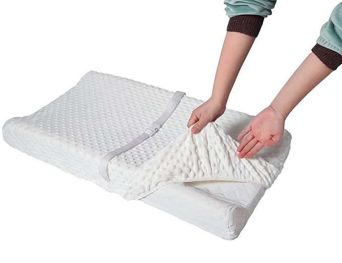 Solid Changing Table Pad Cover Cradle Sheet, Fits 32"/34''x16" Contoured Diaper Changing Pad, Ultra Soft Cozy Minky Dots Plush Changing Table Covers, Breathable Wipeable Removable (White)