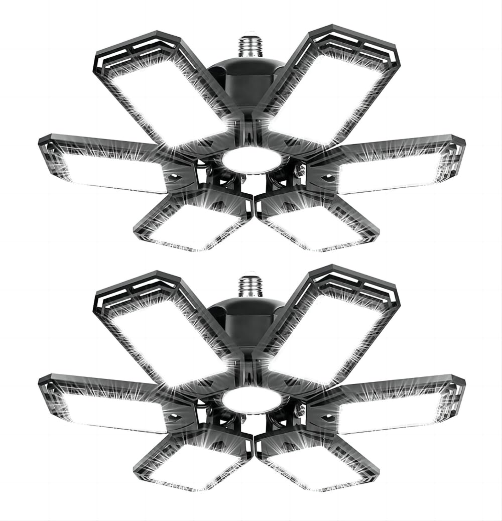 ANYPOWK LED Garage Light - 15000 Lumen, 150W, Six Leaf Design, 2-Pack, Daylight