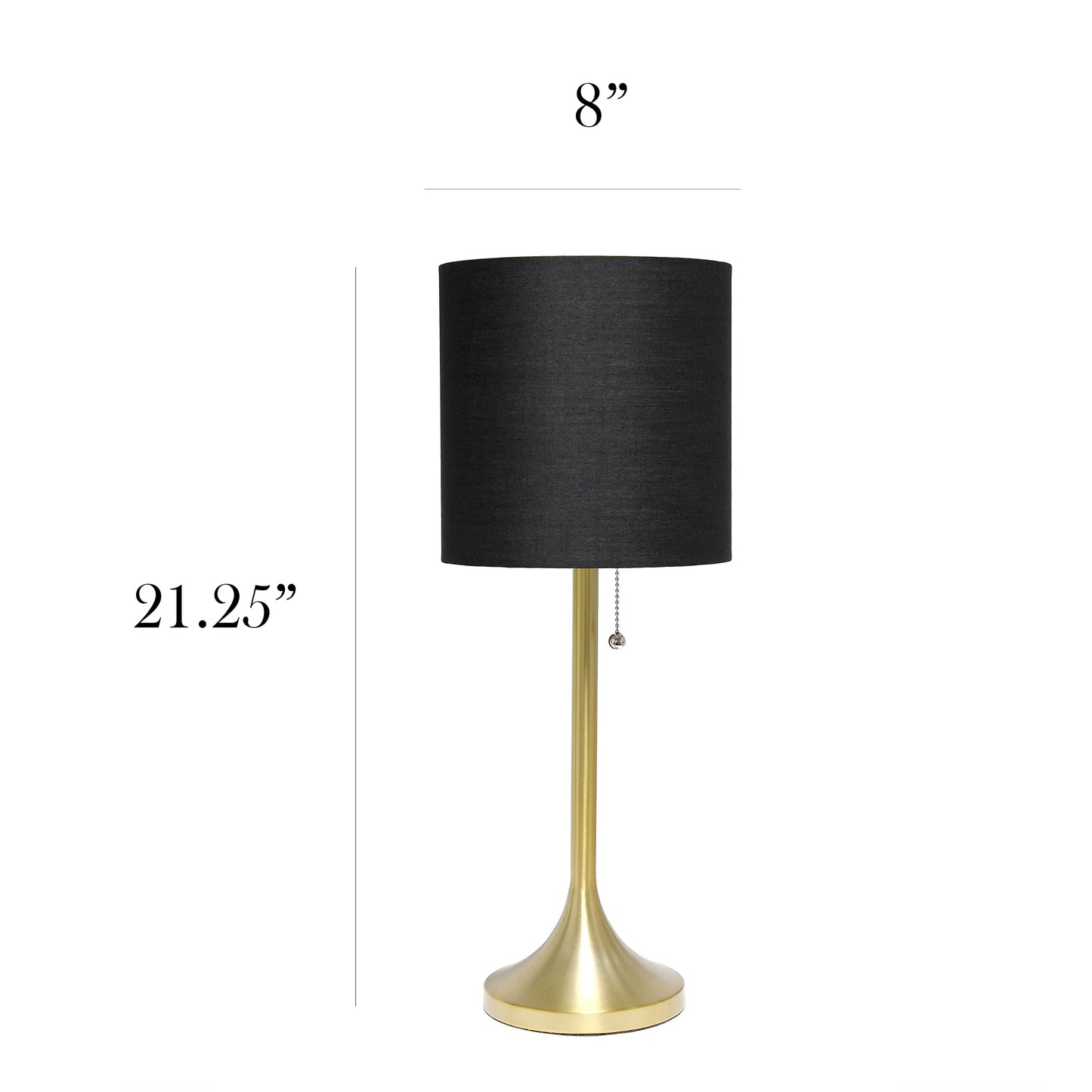 Simple Designs Gold Tapered Table Lamp Black Fabric Shade Pack of 4 Model LT1076-GDB