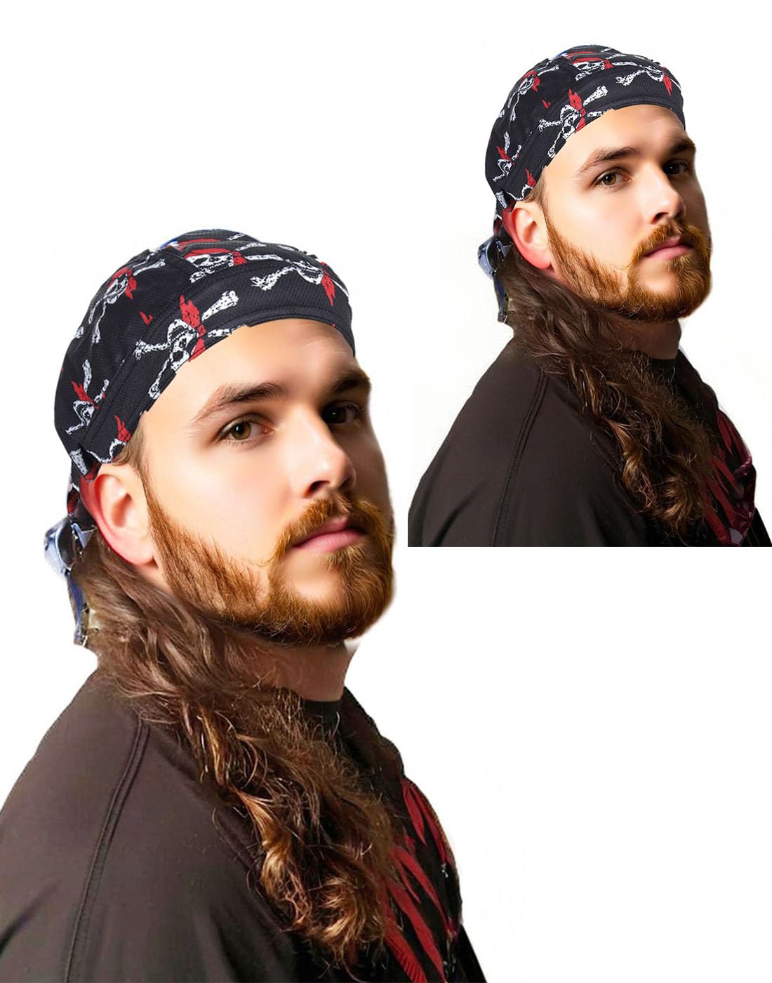 Cariniss Mullet Wig for Men,Mullet Costume Wig Pirate Hat, One Size (Medium Brown)