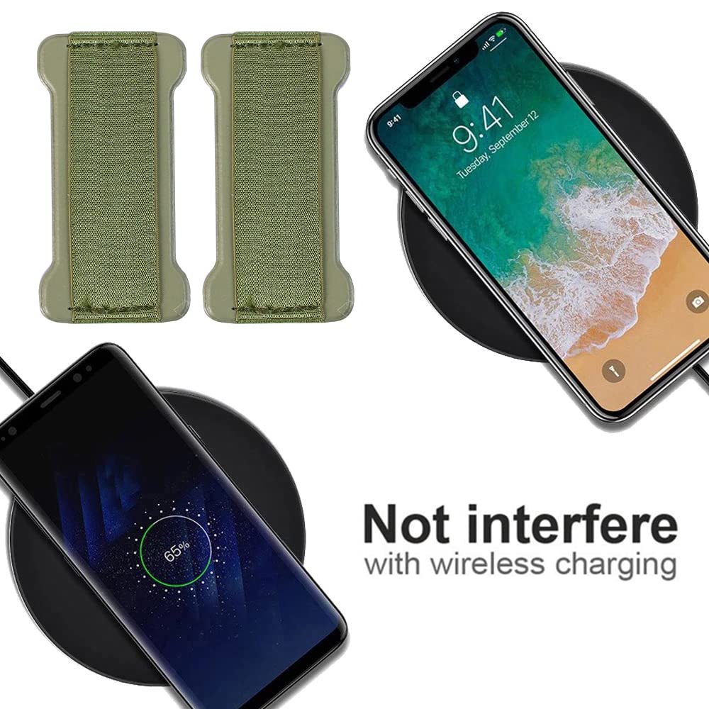Wuoji Phone Grip Holder For Hand, Universal Finger Strap Phone Holder, Finger Selfie Grip Compatible With Most Smartphones (Gree