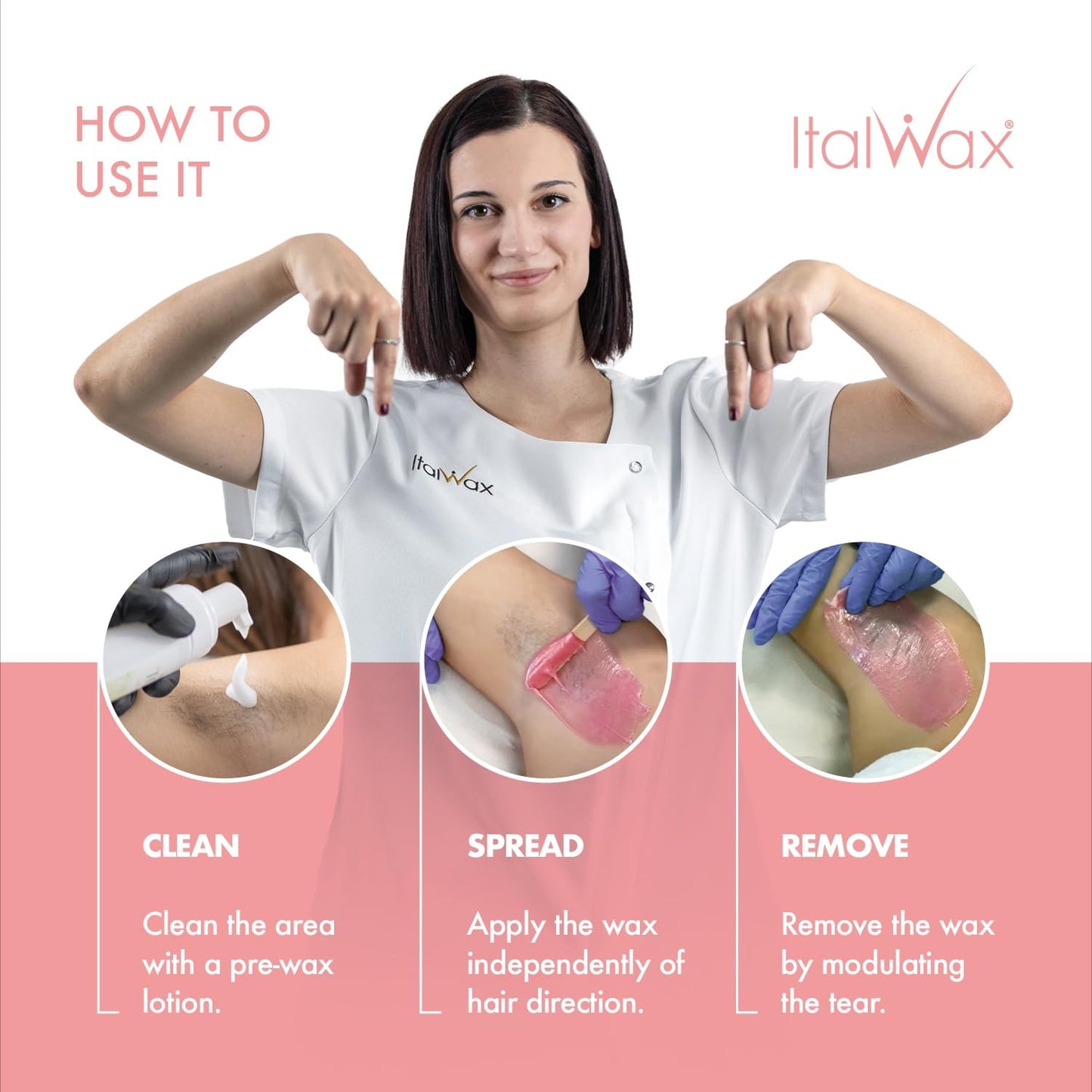 Italwax Top Line Pink Pearl - 750g / 1.65lb - Hard wax beads for hair removal - Unscented - Synthetic formulation ideal for sens