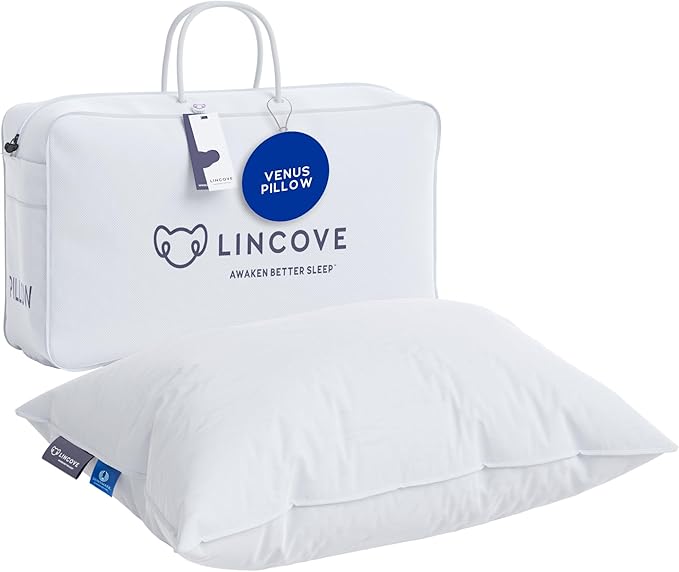 Lincove 100% European Down Venus Pillow – German Down 600 Fill Power, 400 Thread Count Shell, Made in Canada, | Luxe Collection, Queen - Firm