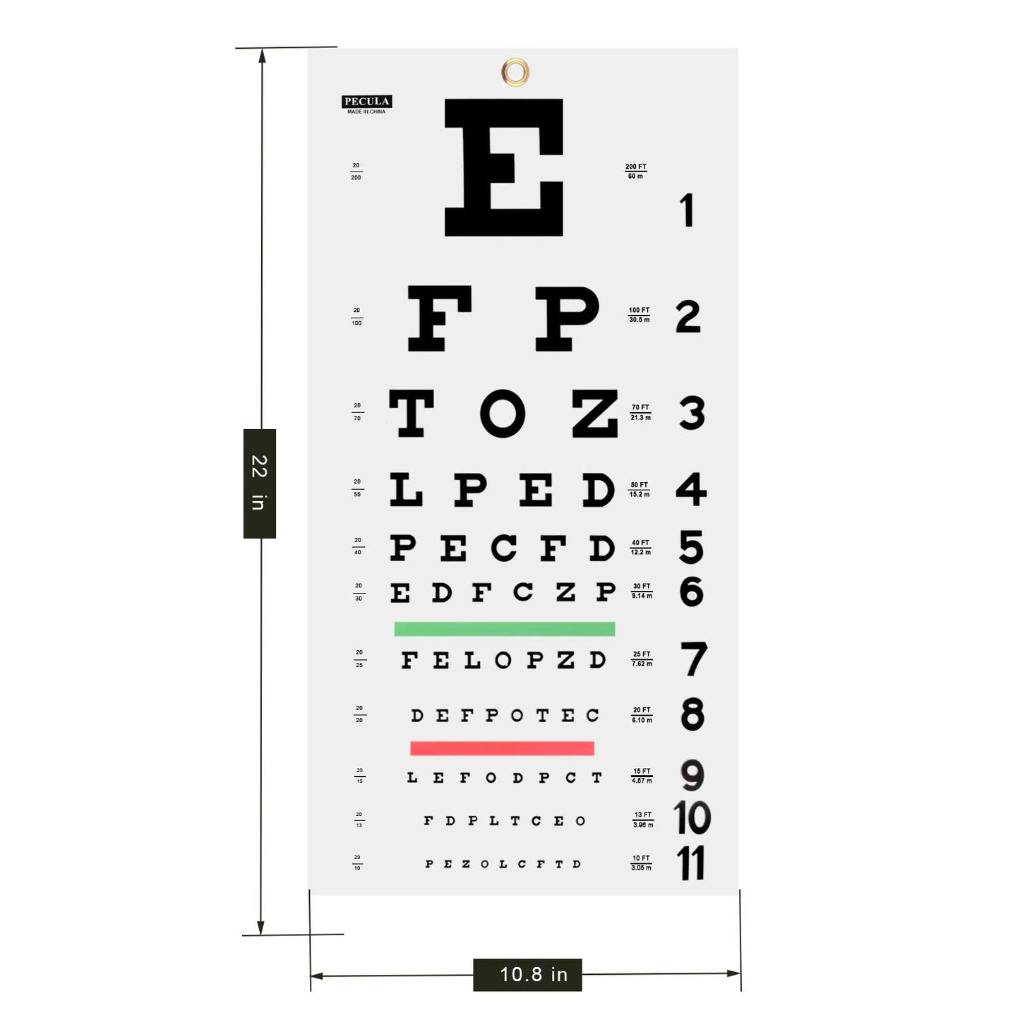 PECULA Eye Chart for Exams - Snellen Wall Chart 20 Feet, 11 X 22 in.