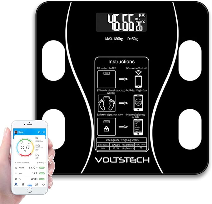 Voltstech Smart Scale for Body Weight, Digital Bathroom Scale with BMI, Muscle Mass, Bluetooth Body Fat Scale, Body Compos...