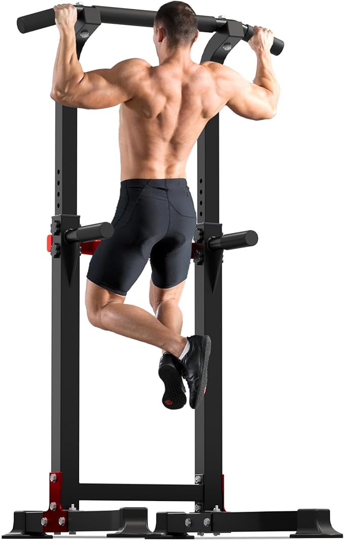 Outdoor Basic Power Tower, Pull Up Bar and Dip Station for Home Gym, 1400LBS Weight Capacity, Adjustable Height, Heavy Dut...