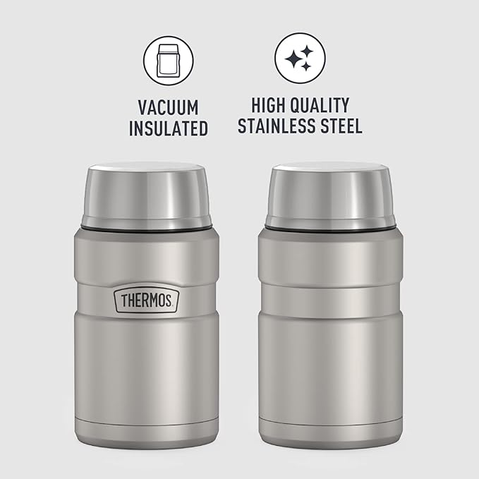 THERMOS Stainless King Vacuum-Insulated Food Jar, 24 Ounce, Matte Steel (Pack of 4)