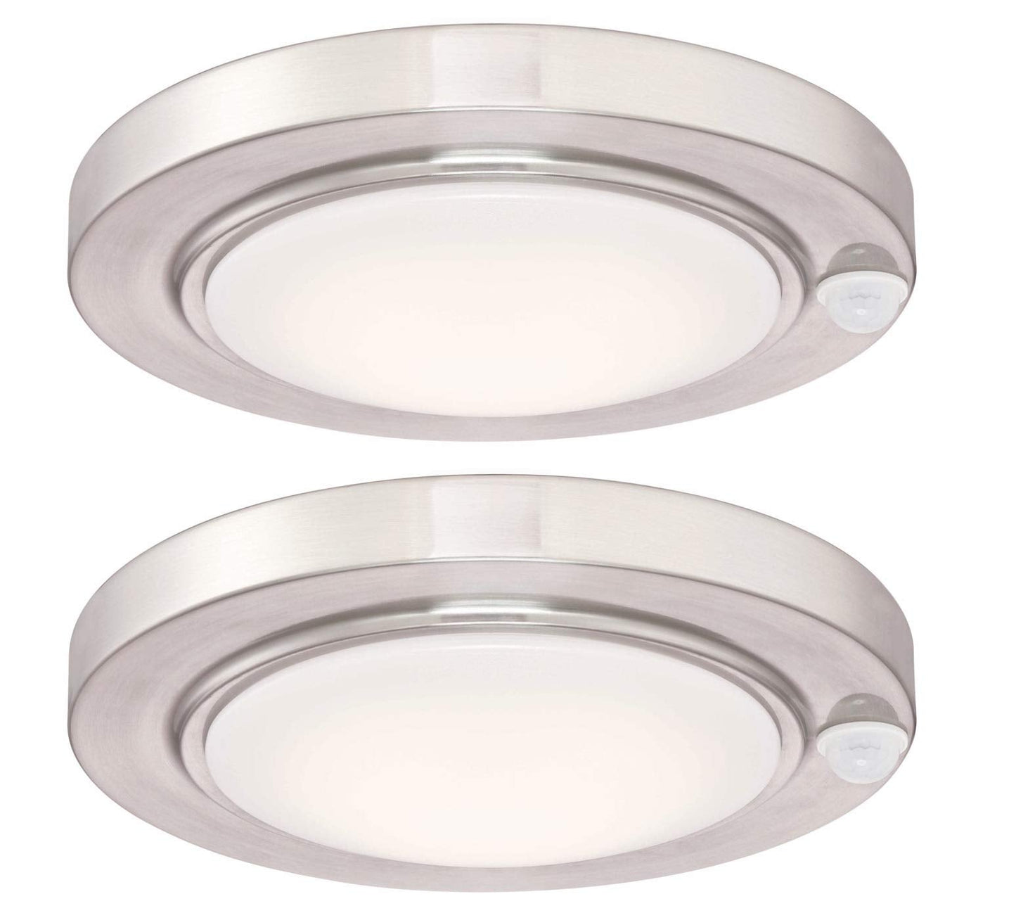 Gruenlich Led Motion Sensor Flush Mount Ceiling Lighting Fixture  8.7 Inch 11.5W 890 Lumen  Metal Housing  Etl Rated  2-Pack  Nickel Finish-5000K