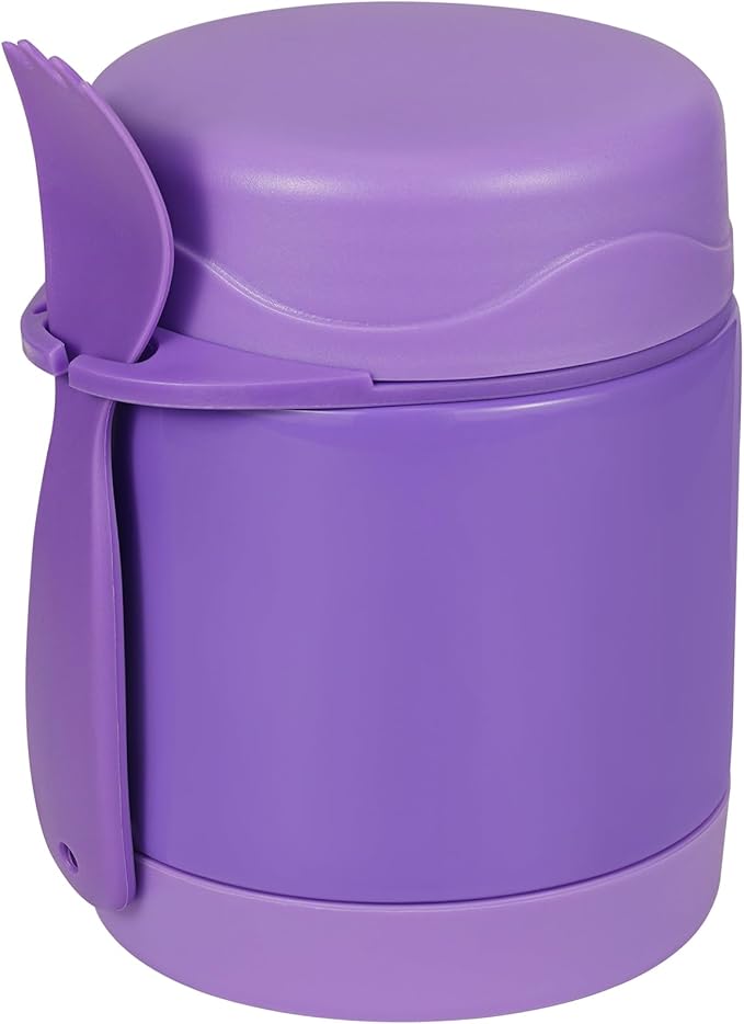 10oz Soup Thermo for Hot Food Kids, Insulated Food Jar with Spoon, Leak Proof Stainless Steel Wide Mouth Lunch Food Thermo Jar for School (Purple)