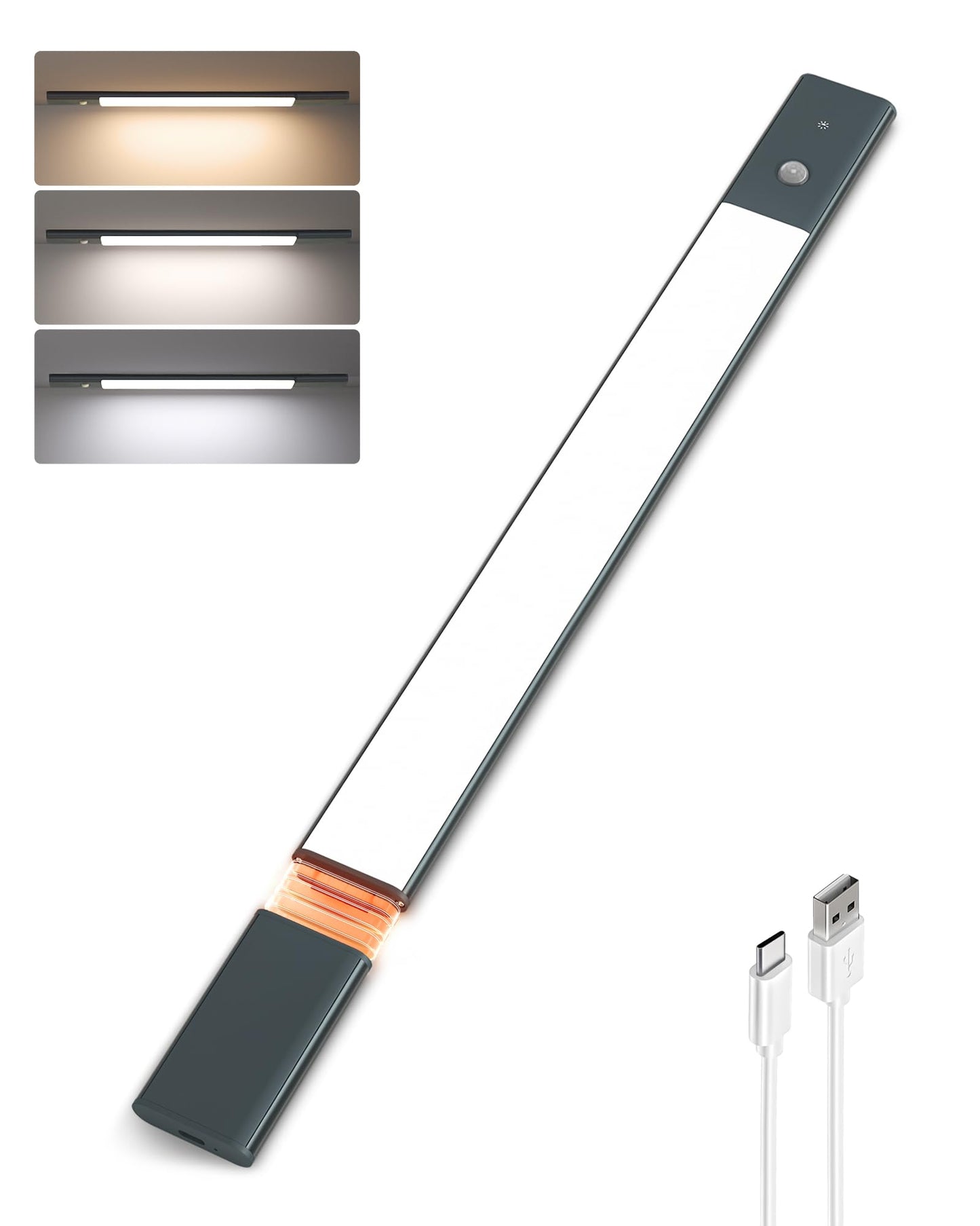 EZVALO Under Cabinet Lighting, 2200mAh Rechargeable, 76 LEDs, Dimmable, Motion Sensor, Space Gray, Model LY-50