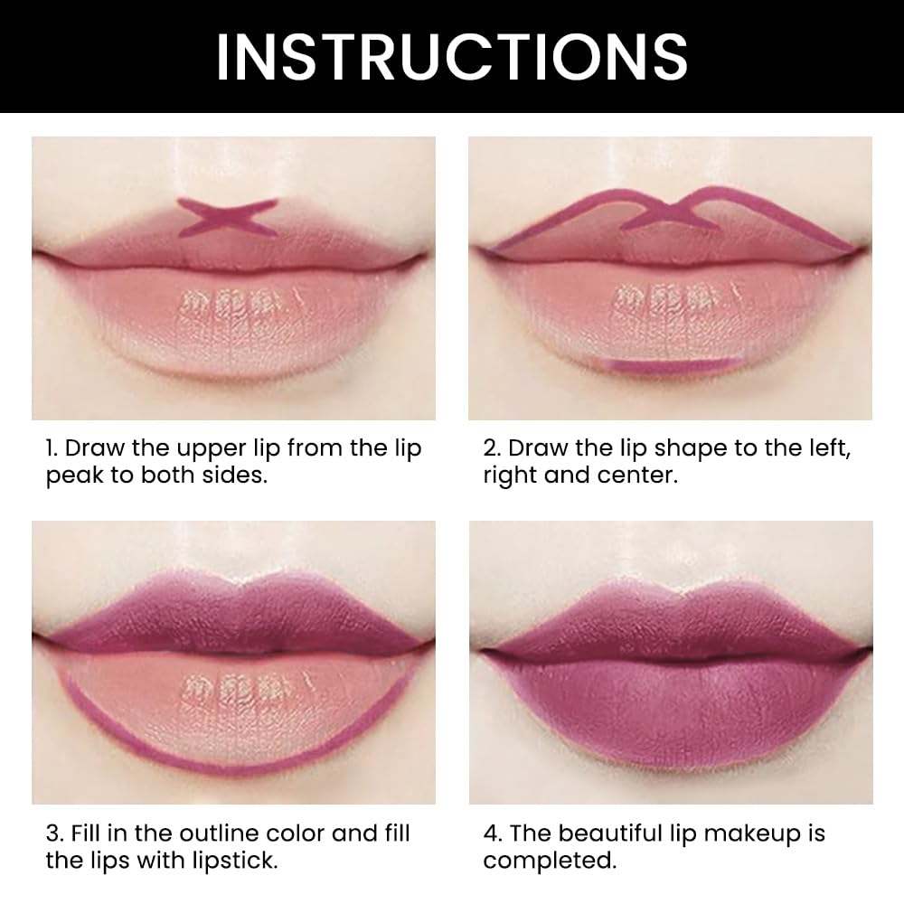 Kaely 2-in-1 Light Plum Rose Matte Lip Liner & Lipstick Combo Set Kit for Women, Magic Neutral Lipstick 24 Hours Original Lips L