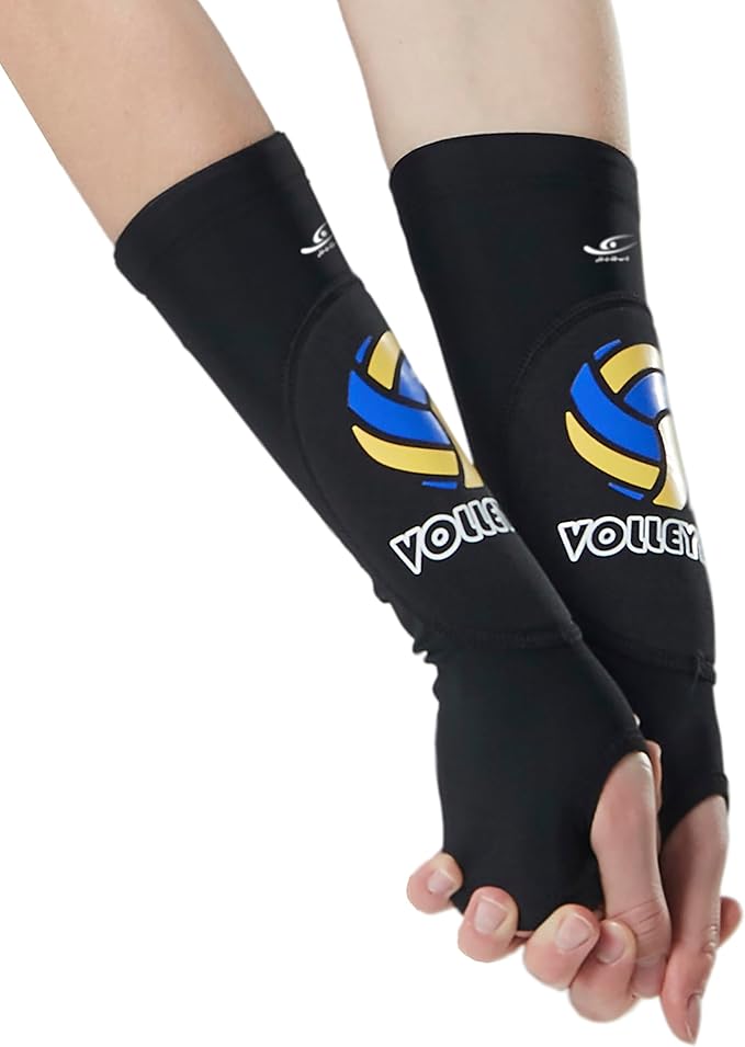 HiRui Volleyball Arm Guards Arm Sleeves, Passing Forearm Sleeves with Protection Pads and Thumb Hole for Kids Youth Women Men
