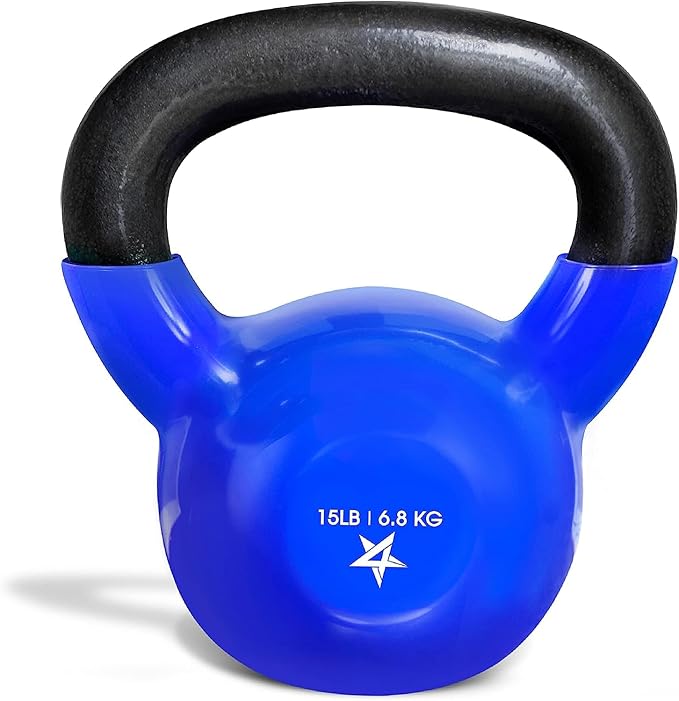 Yes4All Kettlebell, 5-100 LB Vinyl Coated Cast Iron Strength Training Kettlebells for Home Gym Exercises, Fitness, Full Bo...