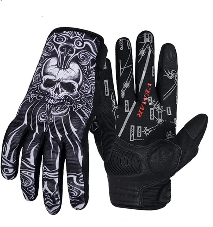 EXCEREY Skull Ghost Touchscreen Compatible Riding MTB Bike Gloves for Running Climbing Riding Biking Outdoor Sports, Gift ...