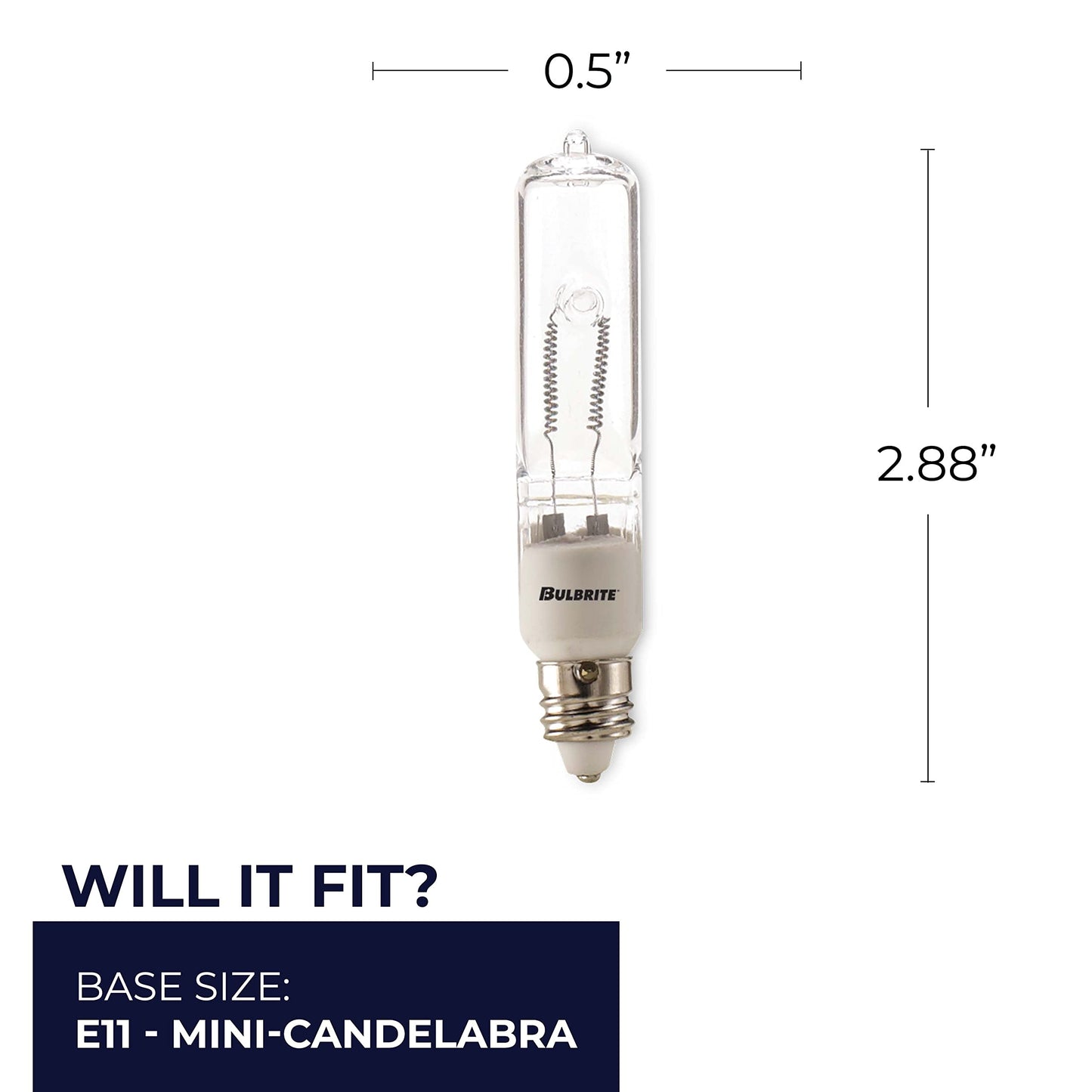 Bulbrite Halogen T4 Q250Cl/Mc 120-Volt Halogen Jd Type Mini-Candelabra E11 Bulb 250-Watt Clear