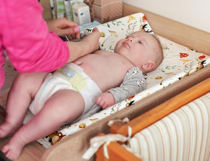 4 Pack Changing Pad Covers Woodland Forest Animals Wood Neutral Unisex Fitted Baby Changing Pad Cover Set for Baby Boys or Girls (Beer)