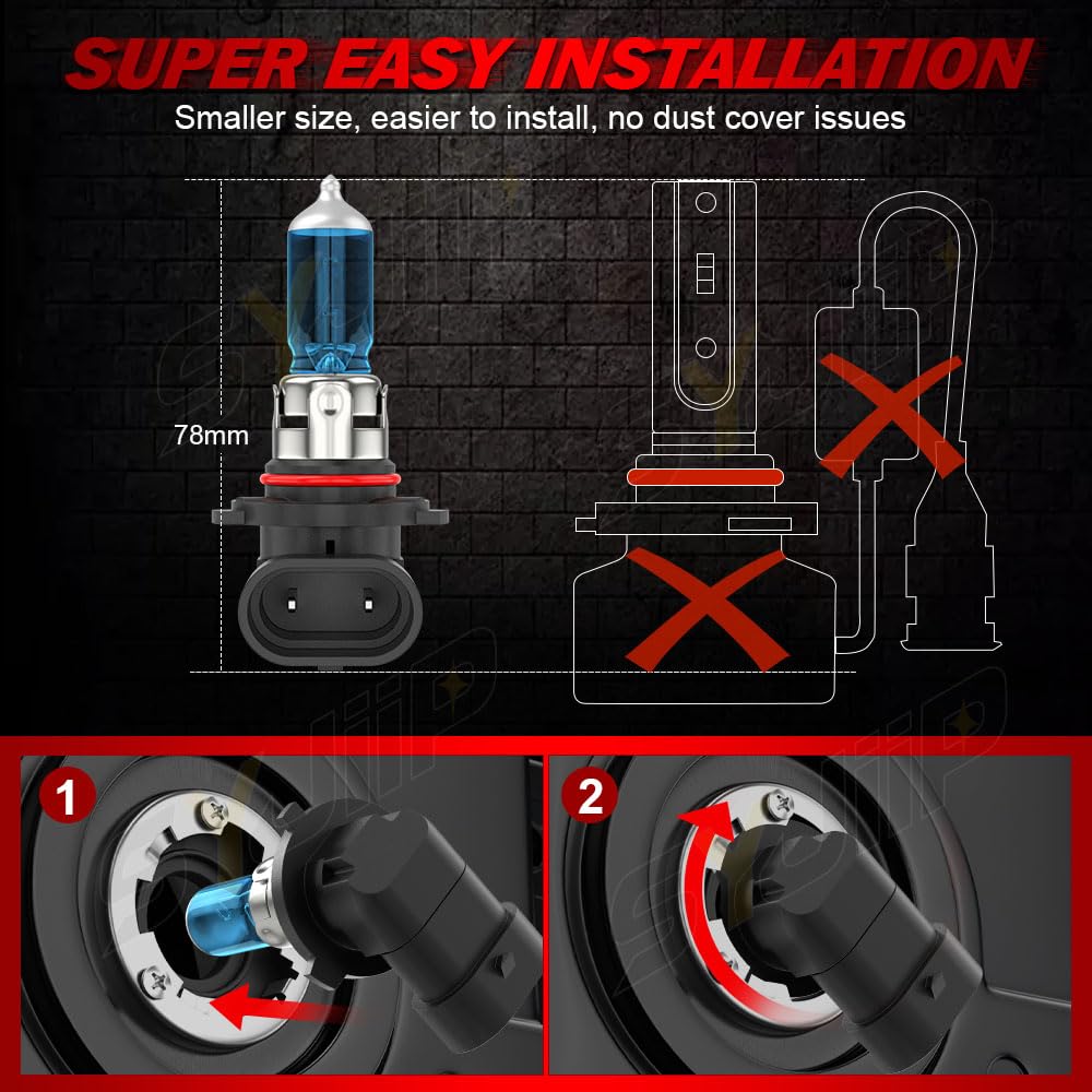 Upgraded Halogen Headlight Bulbs Compatible For Chevy Suburban Tahoe 2001 2002 2003 2004 2005 2006  9005 High Beam 9006 Low Beam Headlamp Lights  Plug N Play  6000K White  300% Brightness 4-Pack