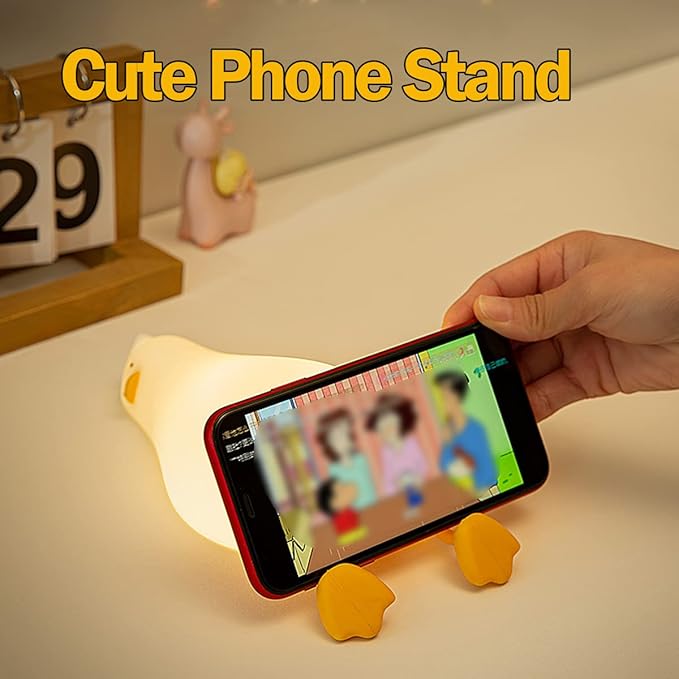 Night Light for Kids ,Cute Silicone Nursery Duck Lamp for Baby and Toddler,Fun Animals NightLight for Boys and Girls,Squishy Night Lamp for Bedroom,Kawaii Bedside Lamp for Kids Room