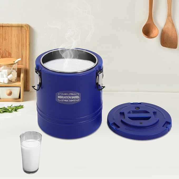 Eapmic 15.85Qt Insulated Food Container, Stainless Steel Container, 15L Commercial Soup Carrier 6 Hours Heat Preservation for Hot and Cold Food Storage Restaurant Canteen Home Lunch Use (Blue, 15L)