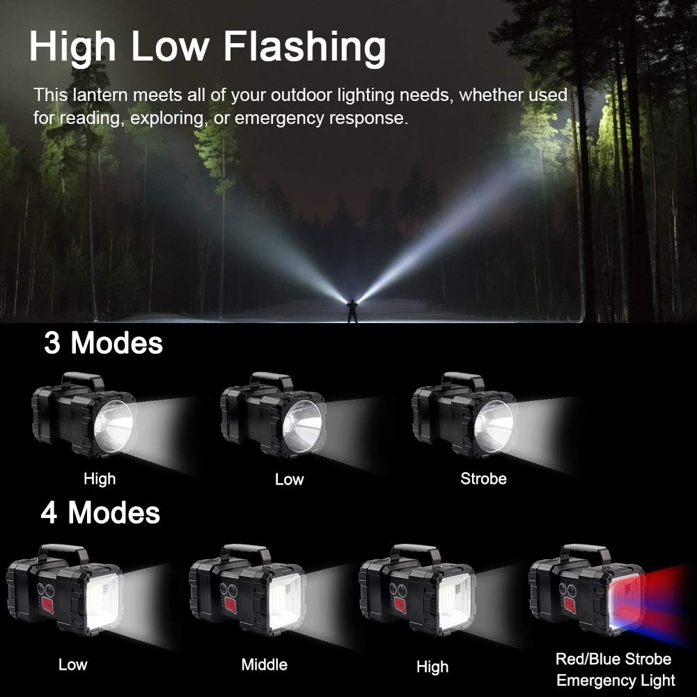 AlpsWolf Rechargeable LED Spotlight Flashlight 4000LM, 20000 Capacity, Waterproof, USB Output, X-Large, Black, Model W846