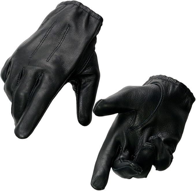 Milwaukee Leather SH887 Men's USA Deerskin Black Leather Unlined Lightweight Motorcycle Riders Gloves